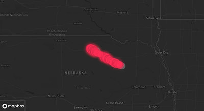 Storm warning map: Stuart, NE