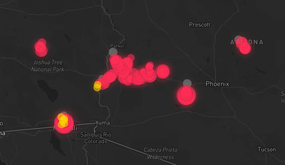 Storm warning map: Quartzsite, AZ