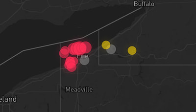 Storm warning map: Erie, PA