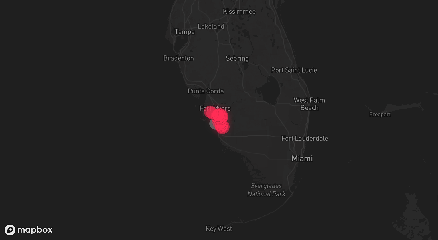 Storm warning map: Fort Myers Beach, FL