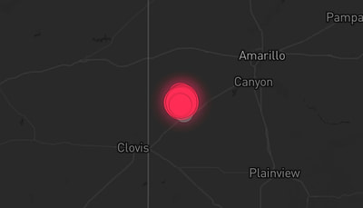 Storm warning map: Hereford, TX