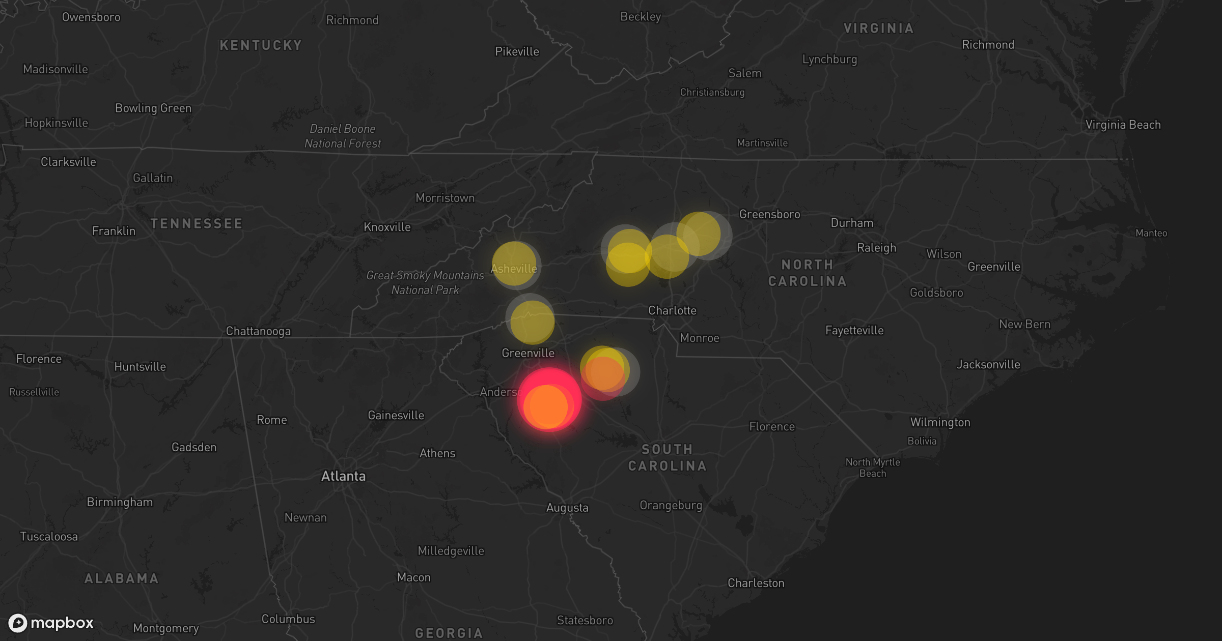 Storm warning map: Travelers Rest, SC