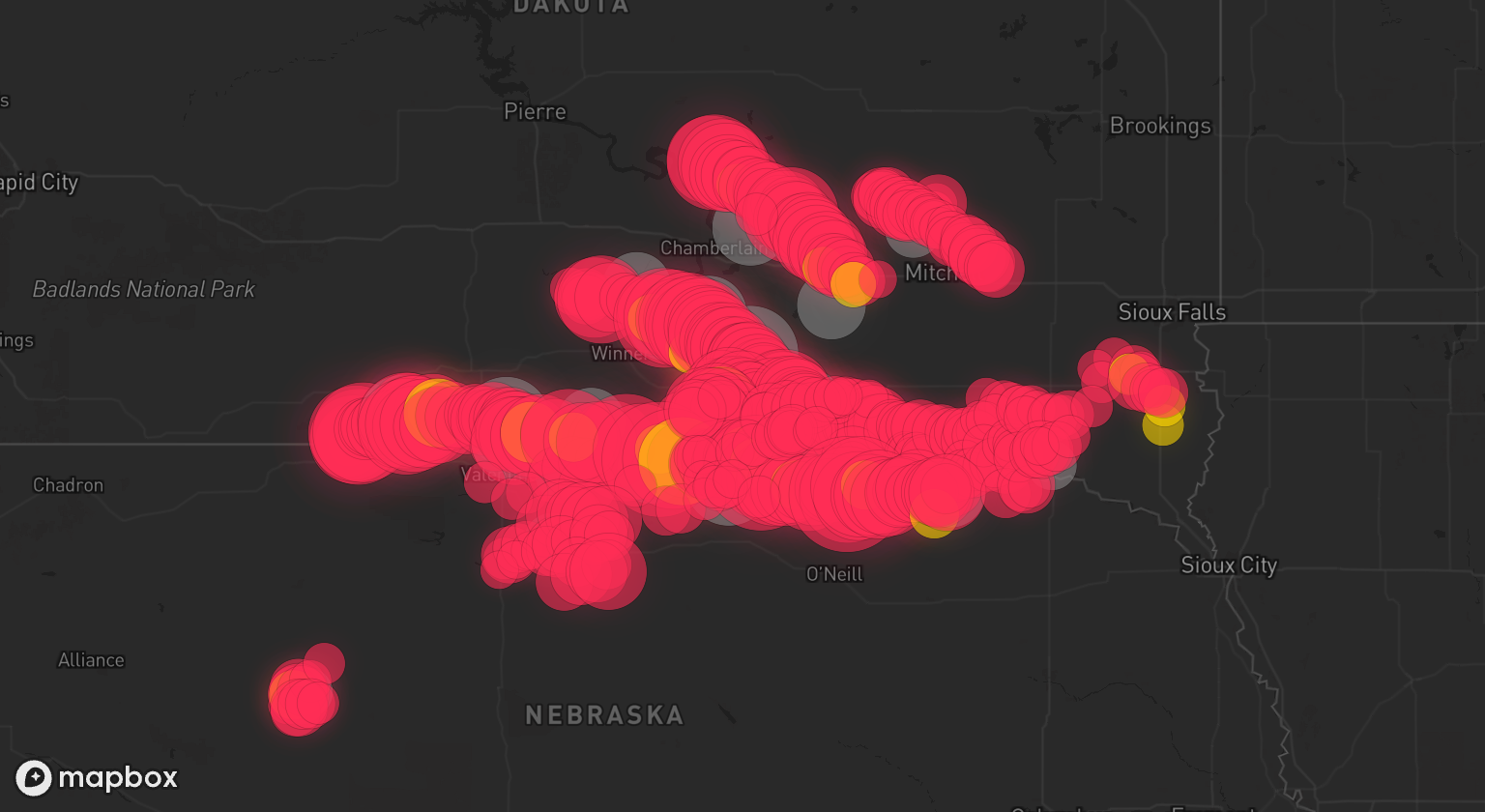 Storm warning map: Hamill, SD