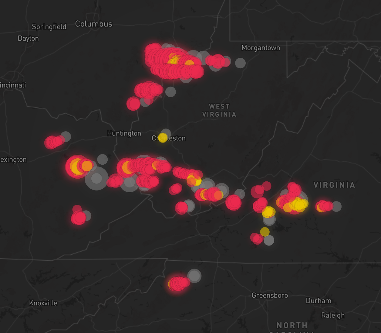 Storm warning map: Roanoke, VA