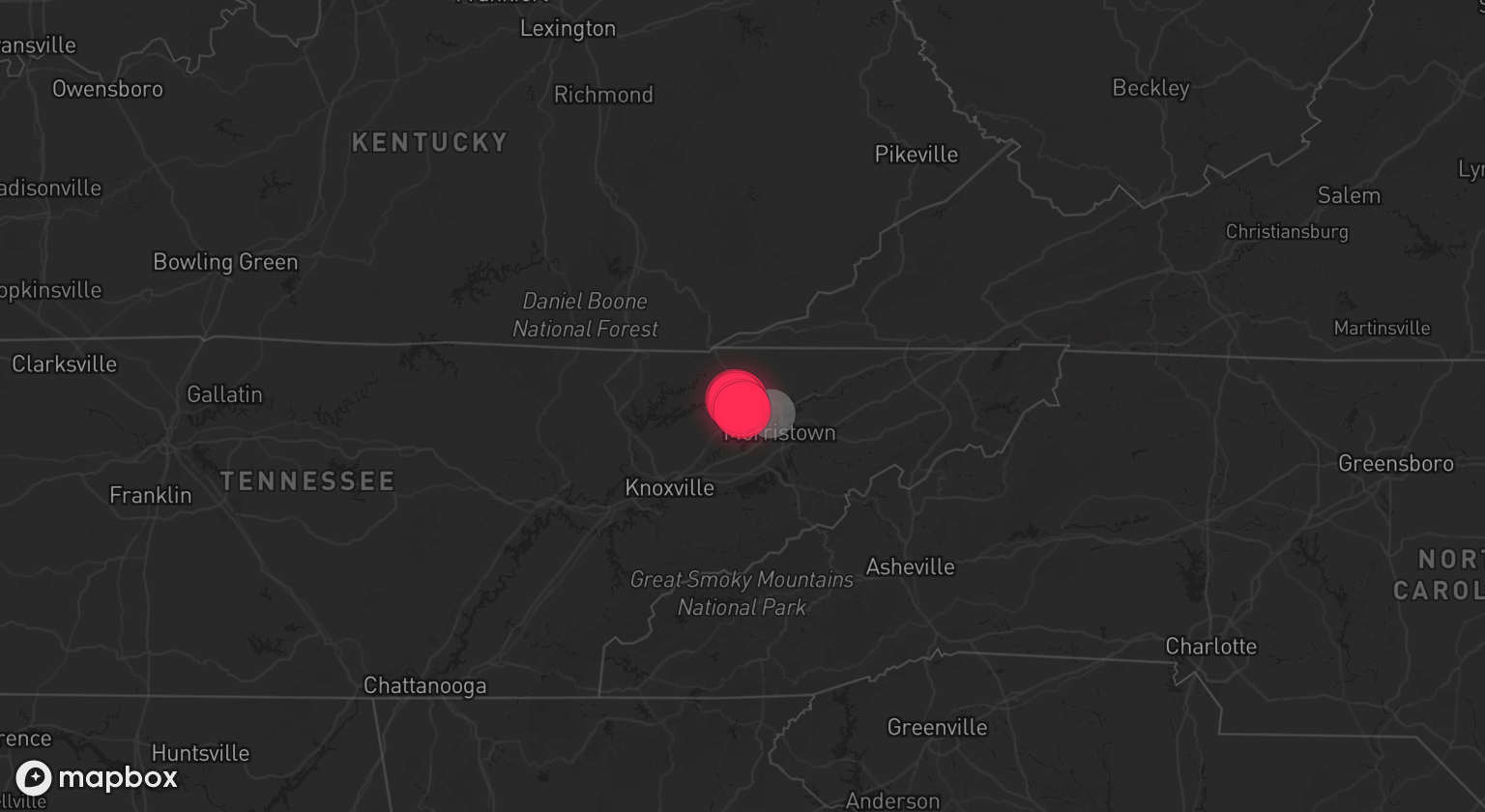Storm warning map: Bean Station, TN