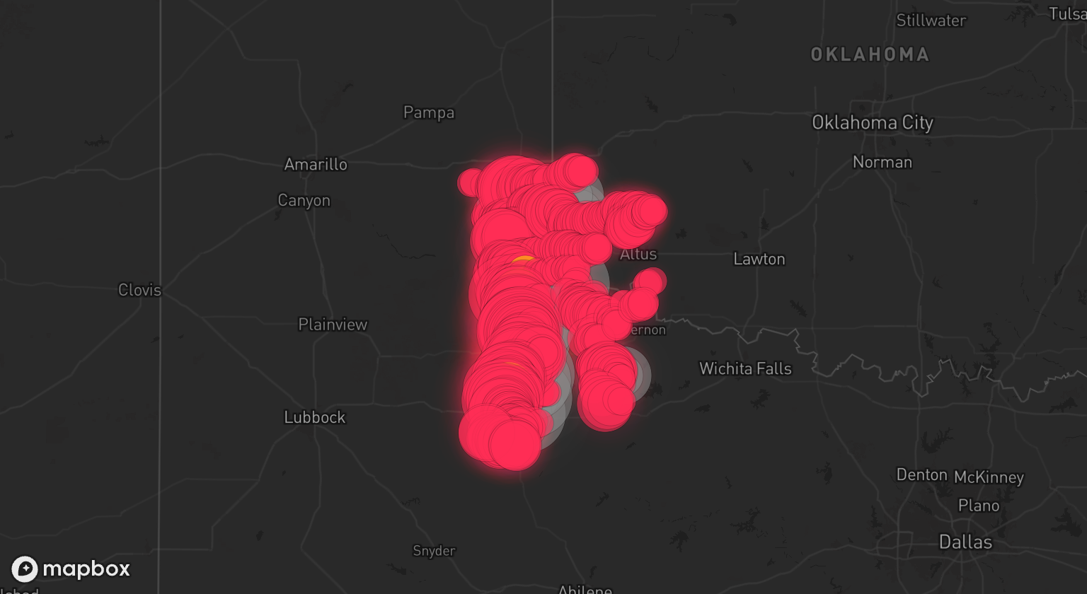 Storm warning map: Amarillo, TX