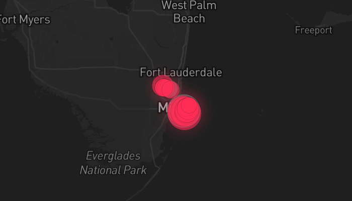 Storm warning map: Miami-Dade, FL