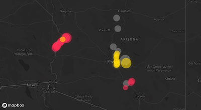 Storm warning map: Parker, AZ