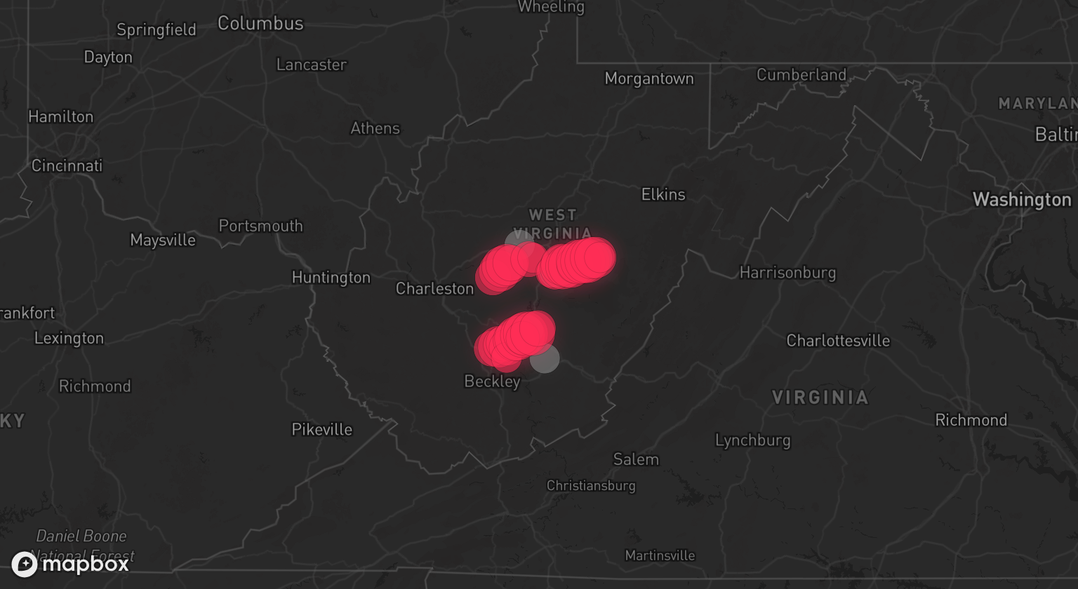Storm warning map: Nallen, WV