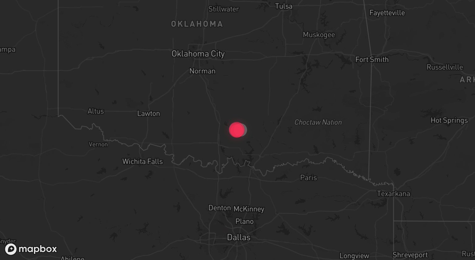 Storm warning map: Mill Creek, OK