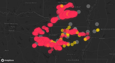 Storm warning map: Jacksonville, TX