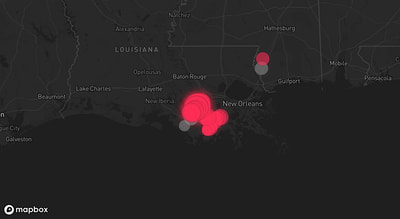 Storm warning map: Houma, LA