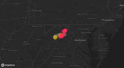Storm warning map: Baker, WV