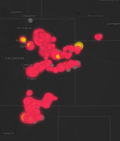 Storm warning map: Walsenburg, CO