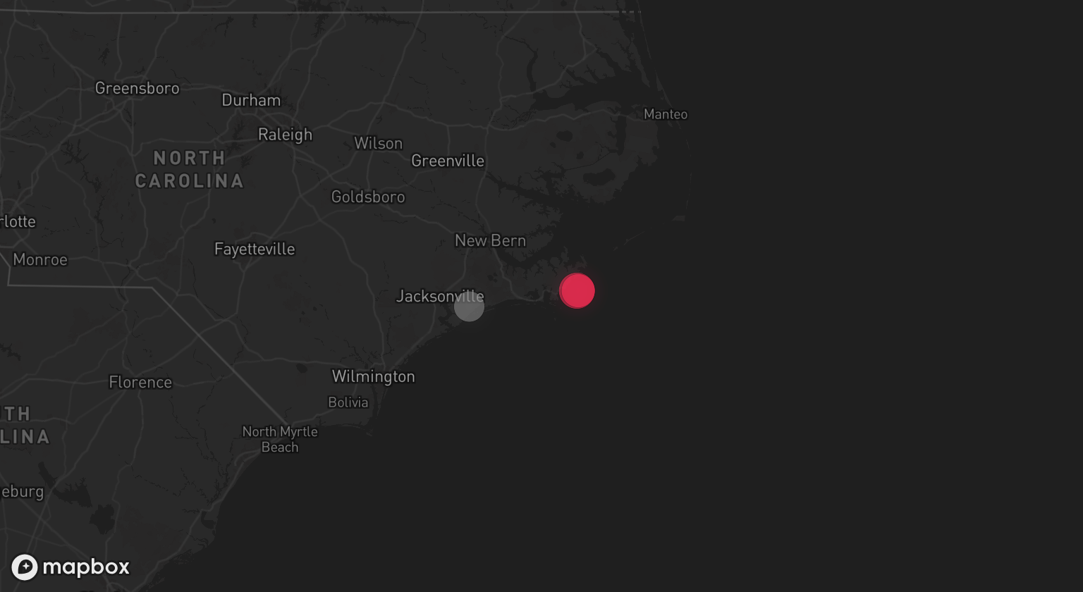 Storm warning map: Hubert, NC