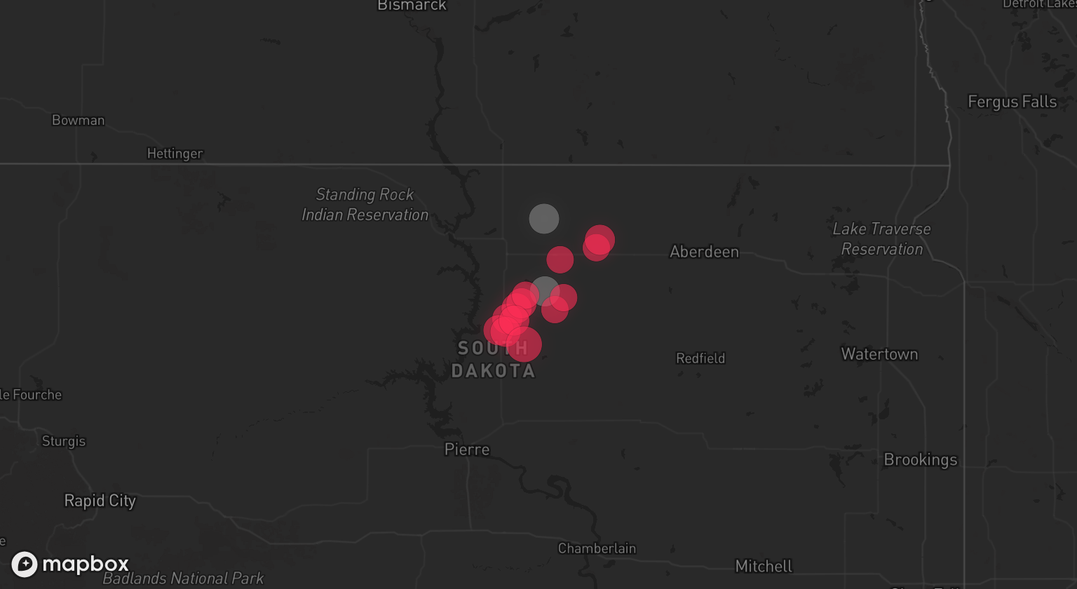 Storm warning map: Eureka, SD