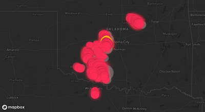 Storm warning map: Okarche, OK